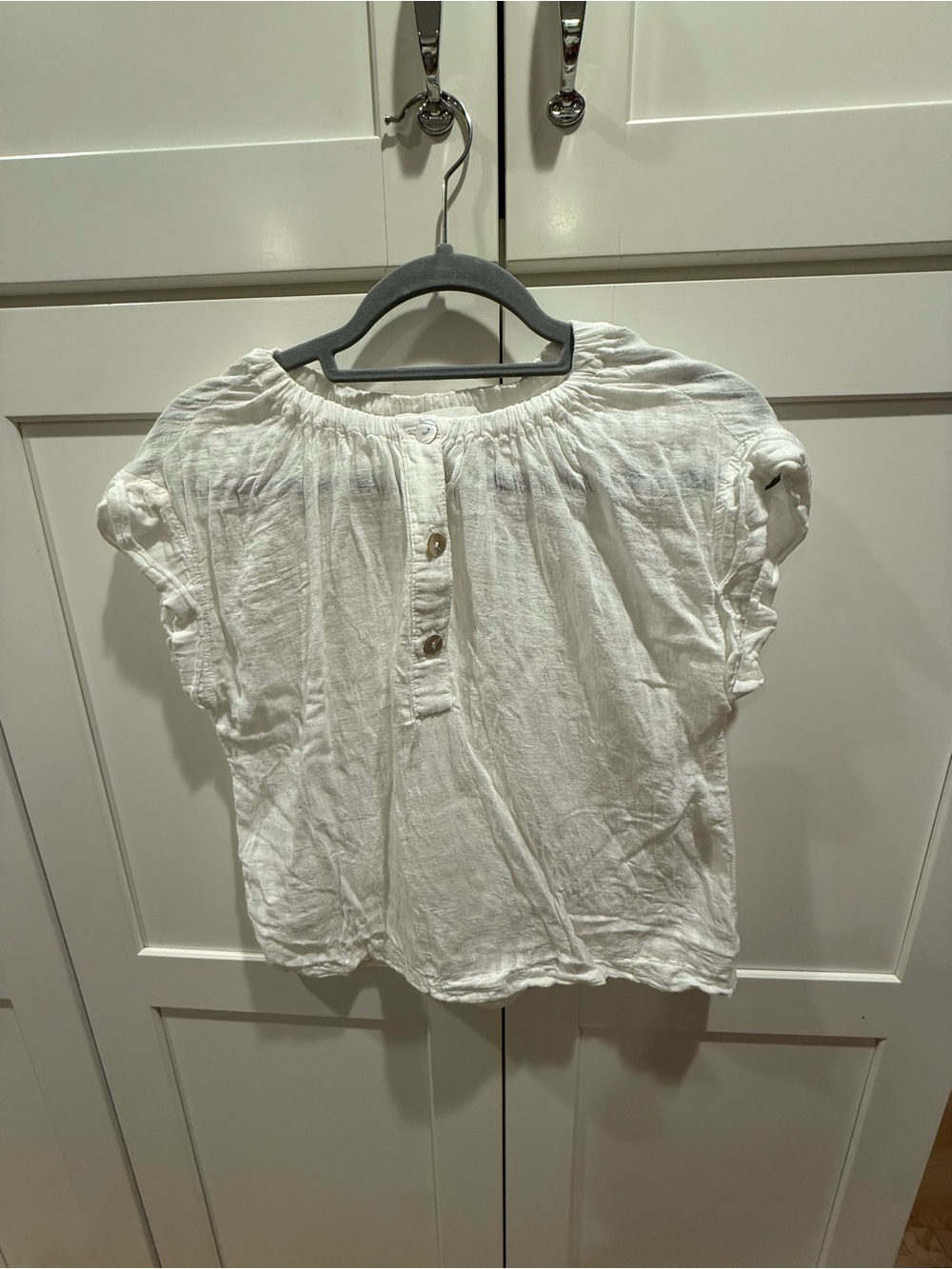 Bella Dahl White Peasant-Style Button Top